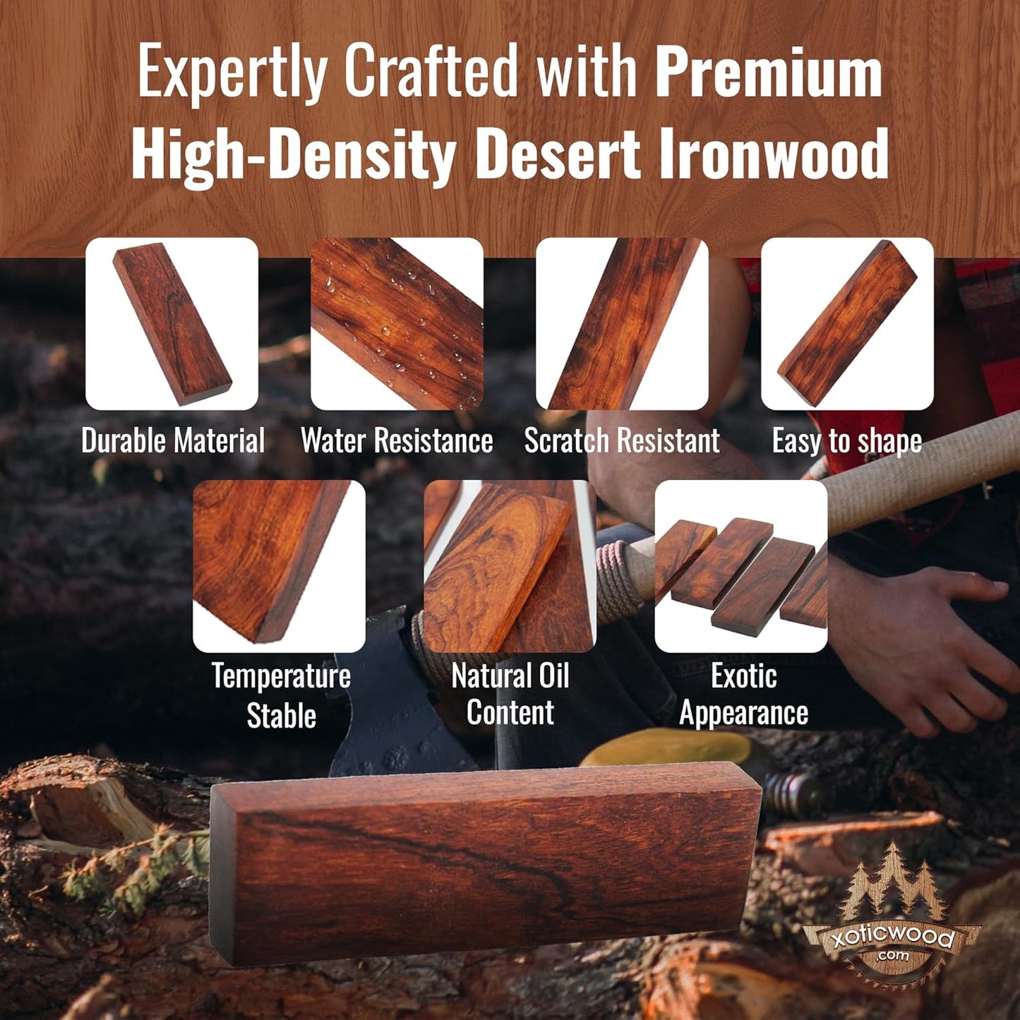 IECAP LLC Pack of 1 Hardwood Desert Ironwood Blank, Exotic Wood – Woodchucks Wood – Natural Wood for Woodworking, Woodturning and DIY Crafts – Ironwood Lumber Turning Blanks – Size 12 x 3 x 3 inches