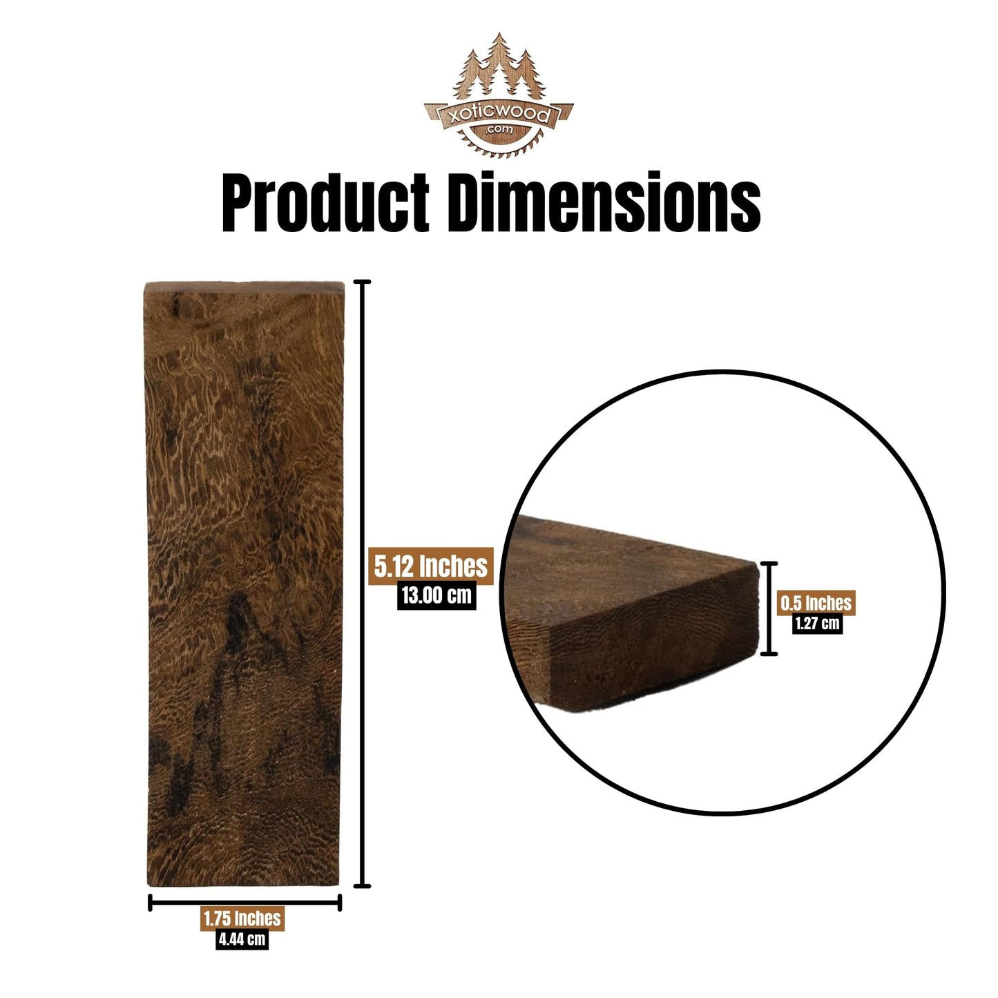 Bookmatched Weru (Burl Ball Pattern) Knife Handle Scales – Knife Handle Materials – Natural Wood Knife Scales for DIY Crafts – Size 5 1/8 x 1 3/4 x 1/2 inches – 1 Pair