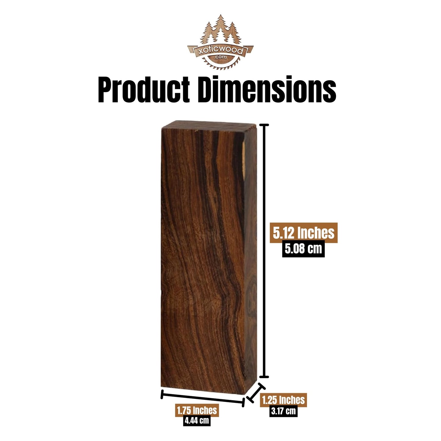 Hardwood Ironwood Blanks, Exotic Wood – Woodchucks Wood – Hardwood Lumber – Natural Wood for DIY Crafts – Size 5 1/8 x 1 3/4 x 1 1/4 inches - Pack of 5