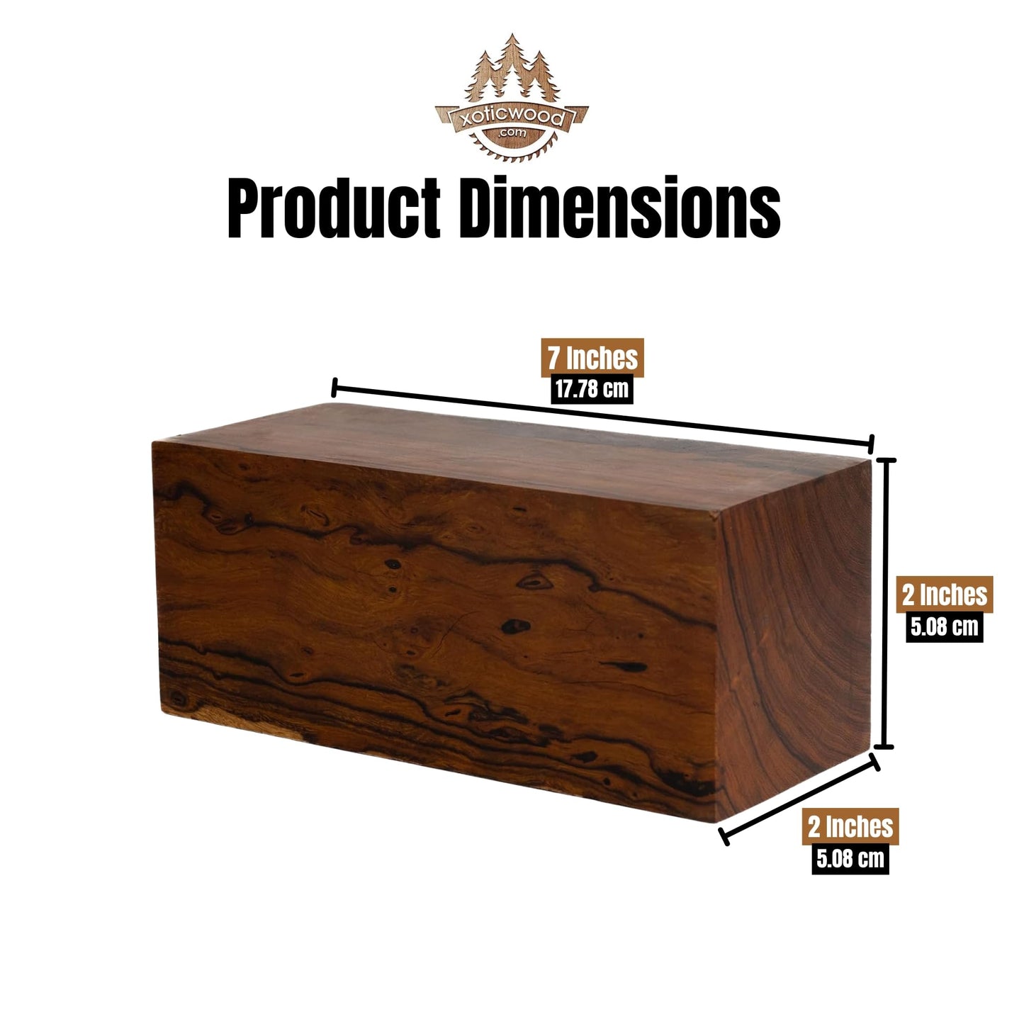 Hardwood Ironwood Blanks, Exotic Wood – Woodchucks Wood – Hardwood Lumber – Natural Wood for DIY Crafts – Ironwood Lumber Turning Blanks – Size 7 x 3 x 3 inches – Pack of 1