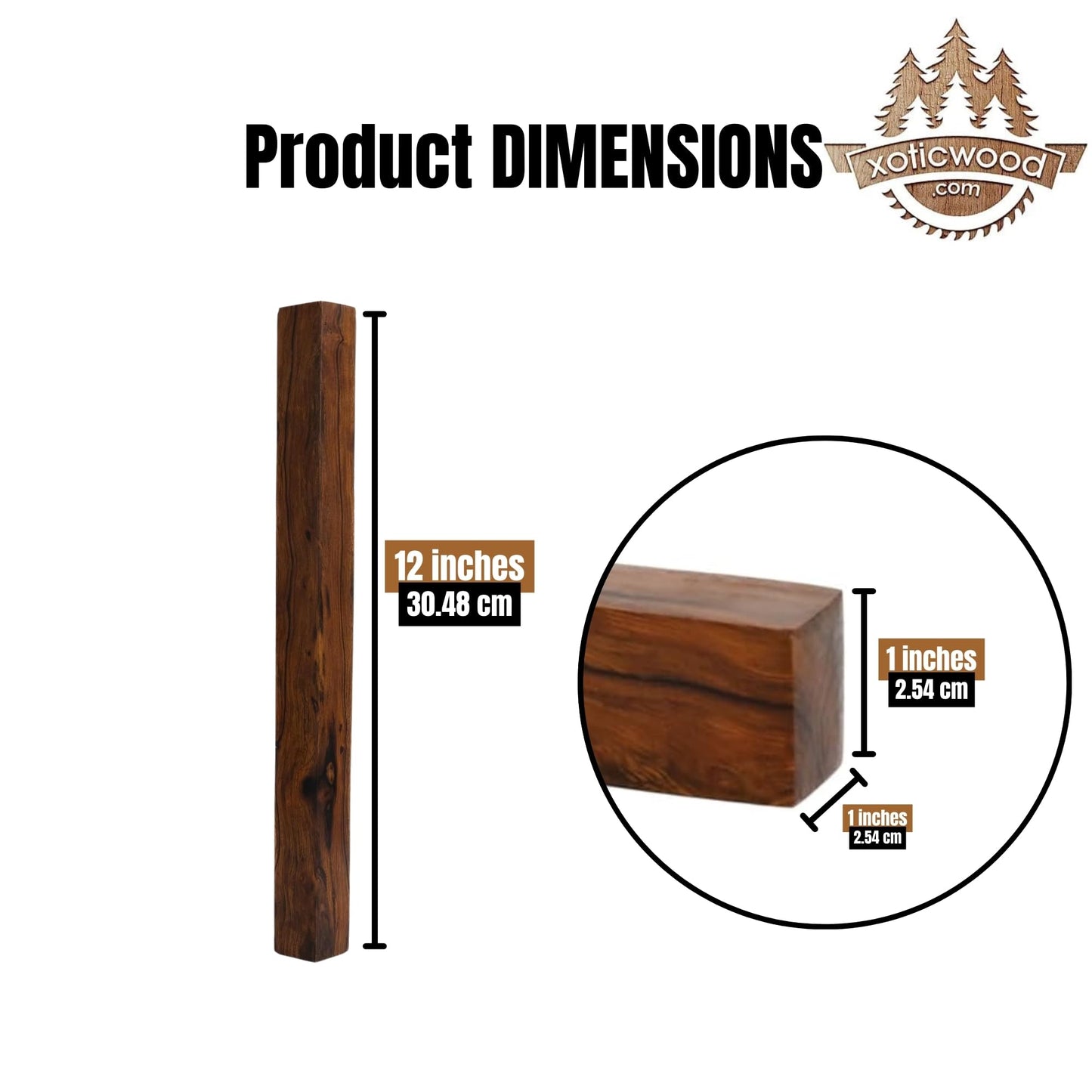 Hardwood Ironwood Blanks, Exotic Wood – Woodchucks Wood – Hardwood Lumber – Natural Wood for DIY Crafts – Ironwood Lumber Turning Blanks – Size 12 x 1 x 1 inches – Pack of 1