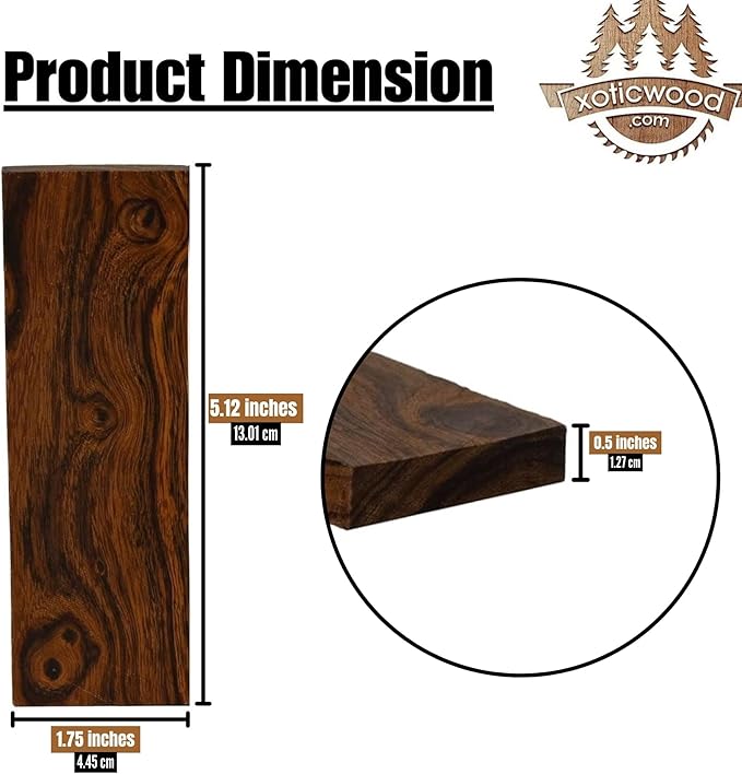 IECAP LLC Bookmatched Ironwood Knife Scales – Knife Makers Material – Exotic Wood Knife Handle Scales Materials – Natural Wood Knives Scales for DIY Craft – 5 1/8 x 1 3/4 x 1/2 Inches – 1 Pai