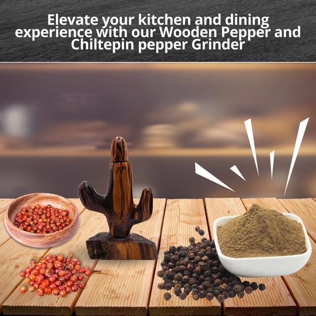 IECAP LLC Ironwood Pepper Grinder – Manual Spice Grinder & Chili Pepper Mill, Salt Grinder, Herb Crusher Handmade Wooden Pepper Mill Grinder for Chiltepin Pepper– Durable Kitchen Mortar and Pestle Set