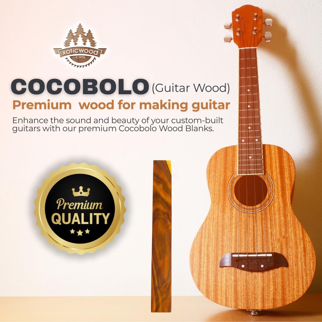 IECAP LLC Cocobolo Wood Guitar Fretboard Blanks Fingerboard Neck for Acoustic Guitars Diy Cigar box Electric Accessories Replacement Parts Fret Finger board Blank 18” x 2.5” x 0.25”
