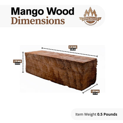 IECAP LLC Black Mango Wood Blanks Pack of 1 – Exotic Hardwood Blanks for Woodturning, Carving, DIY Crafts, Knife Handles, Pens & Art Projects – Natural Carving Wood Lumber– 5 1/8 x 1 3/4 x 1 1/4 in