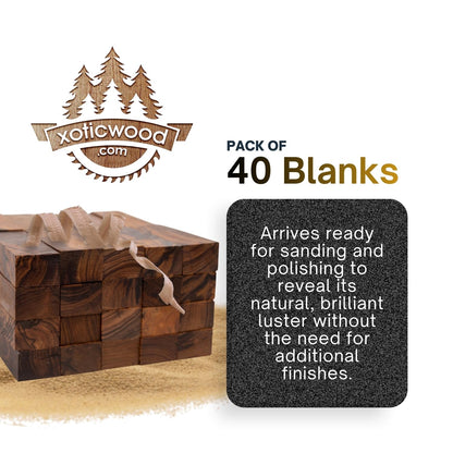 Premium Desert Ironwood Blanks — Pack of 40 — Hardwood Material — Exotic Wood Turning Blanks for Carving, Knife Handles Scales & Woodturning — Size 5 1/8" × 1 3/4" × 1 1/4"