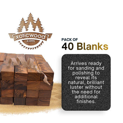 Premium Desert Ironwood Blanks — Pack of 40 — Hardwood Material — Exotic Wood Turning Blanks for Carving, Knife Handles Scales & Woodturning — Size 5 1/8" × 1 3/4" × 1 1/4"