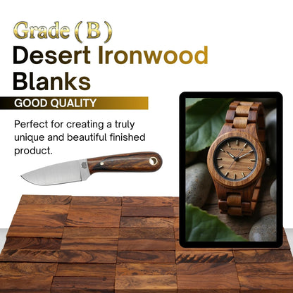 Premium Desert Ironwood Blanks — Pack of 40 — Hardwood Material — Exotic Wood Turning Blanks for Carving, Knife Handles Scales & Woodturning — Size 5 1/8" × 1 3/4" × 1 1/4"