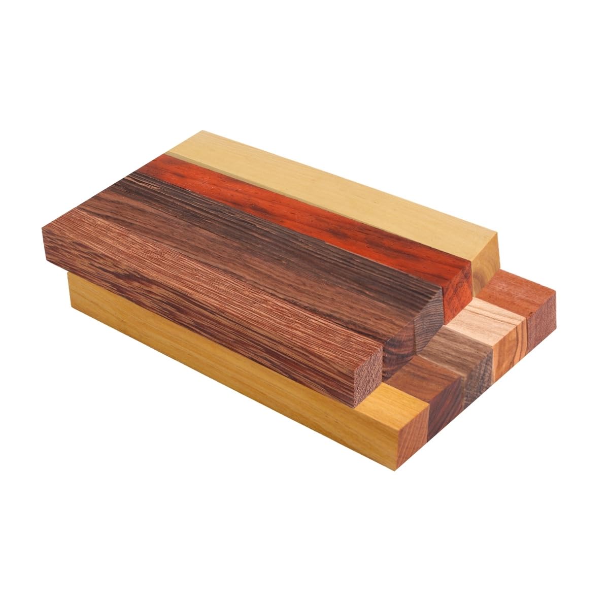 Pack of 5 Exotic Wood Blanks for Pen Turning – Premium Pen Turning Supplies – Hardwood Turning Blanks – Bubinga, Green Sandalwood, Zebrawood, Boxwood, South American Wenge – 4 3/4 x 3/4 x 3/4 Inches