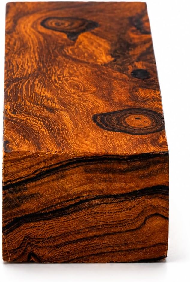 Hardwood Ironwood Blanks (Burl Ball Pattern), Exotic Wood – Woodchucks Wood – Hardwood Lumber – Natural Wood for DIY Crafts – Size 5 1/8 x 1 3/4 x 1 1/4 inches – Pack of 1