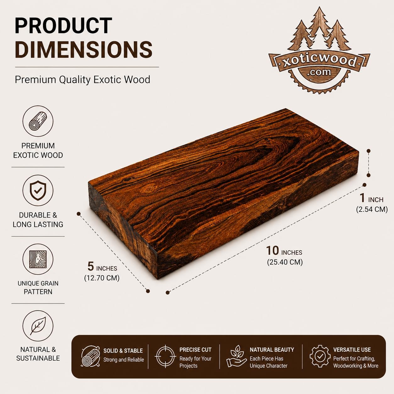 IECAP LLC Hardwood Desert Ironwood Scales, Exotic Wood Scales – Hardwood Lumber – Natural Wood for Woodworking, Woodturning, Carving - Diy Arts and Crafts – Turning Scales Kit - Size 10 x 5 x 1 Inches