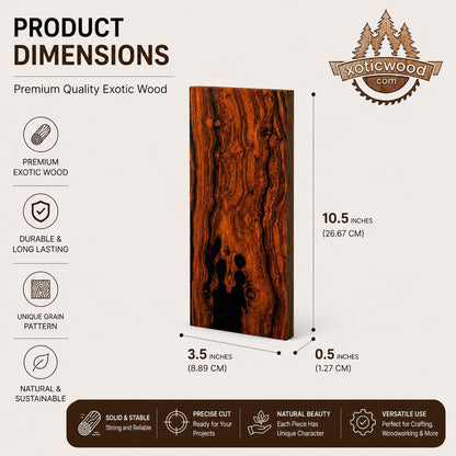 Bookmatched Ironwood Knife Handle Scales – Natural Wood Knife Scales – Knife Scales for DIY Crafts – Ironwood Knife Handle Material – Size 10.5 x 3.5 x 0.5 inches – 1 Pair