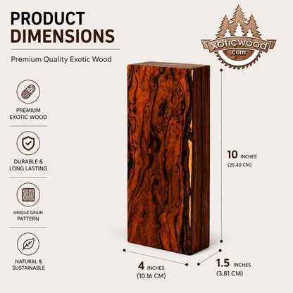 Hardwood Ironwood Blanks, Exotic Wood – Woodchucks Wood – Hardwood Lumber – Natural Wood for DIY Crafts – Ironwood Lumber Turning Blanks – Size 10 x 4 x 1.5 inches – Pack of 1