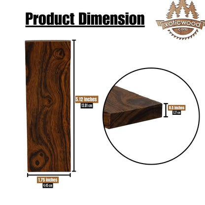 IECAP LLC Bookmatched Ironwood Knife Handle Scales — Grade B, 1 Pair — Exotic Wood Knife Handle Materials — Natural Wood Knives Maker Scale Blanks for DIY Craft — 5 1/8 x 1 3/4 x 1/2 In