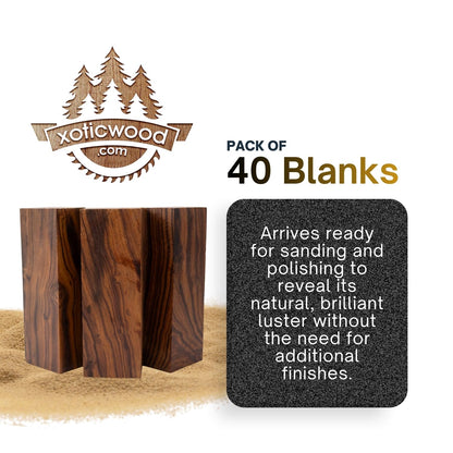 Premium DESERT IRONWOOD Blanks Burl Ball Pattern — A++ Grade Pack of 40 — Hardwood material — Exotic Wood Turning Blanks for Carving, Knife Handles Scales & Woodturning — Size 5 1/8" × 1 3/4" × 1 1/4"