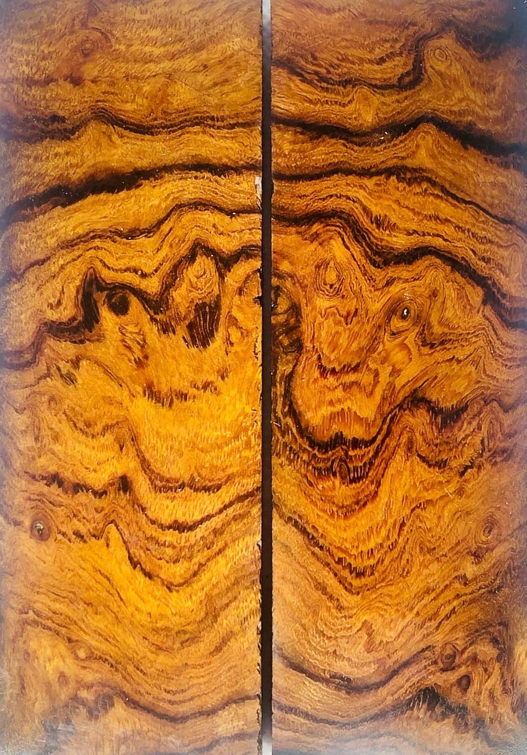 Bookmatched Ironwood (Burl Ball Pattern) Knife Handle Scales – Knife Handle Materials – Natural Wood Knife Scales for DIY Crafts – Size 5 1/8 x 1 3/4 x 1/2 inches - 1 Pair