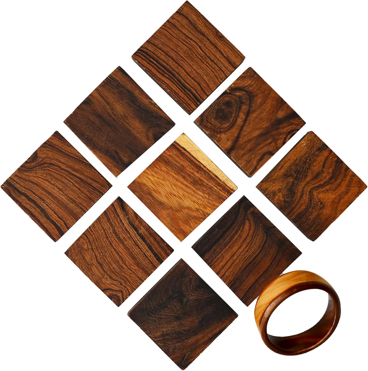 Rings Ironwood Blanks – Wood Ring Materials for Wood Jewelry Ring Making – Wood Blanks Ring Craft – Wood Blanks for DIY – Size 1.5 x 1.5 x 0.5 inches – Pack of 10﻿