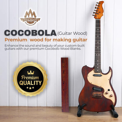 IECAP LLC Cocobolo Wood Guitar Fretboard Blanks Fingerboard Neck for Acoustic Guitars Diy Cigar box Electric Accessories Replacement Parts Fret Finger board Blank 18” x 2.5” x 0.25”