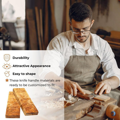 Bookmatched Amboyna (Burl Ball Pattern) Knife Handle Scales – Knife Handle Materials – Natural Wood Knife Scales for DIY Crafts – Size 5 1/8 x 1 3/4 x 1/2 inches 1 Pair