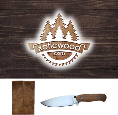 Bookmatched Teak (Burl Ball Pattern) Knife Handle Scales – Knife Handle Materials – Natural Wood Knife Scales for DIY Crafts – Size 5 1/8 x 1 3/4 x 1/2 inches – 1 Pair