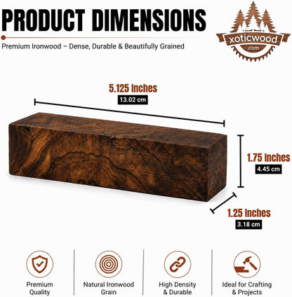 Exotic Ironwood (Burl Ball Pattern) Blank from the Sonoran Desert. Size 5 1/8 x 1 3/4 x 1 1/4 inches. Units: 1
