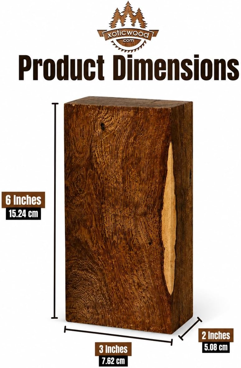 Hardwood Ironwood Blanks, Exotic Wood – Woodchucks Wood – Hardwood Lumber – Natural Wood for DIY Crafts – Ironwood Lumber Turning Blanks – Size 6 x 3 x 2 inches Pack of 2