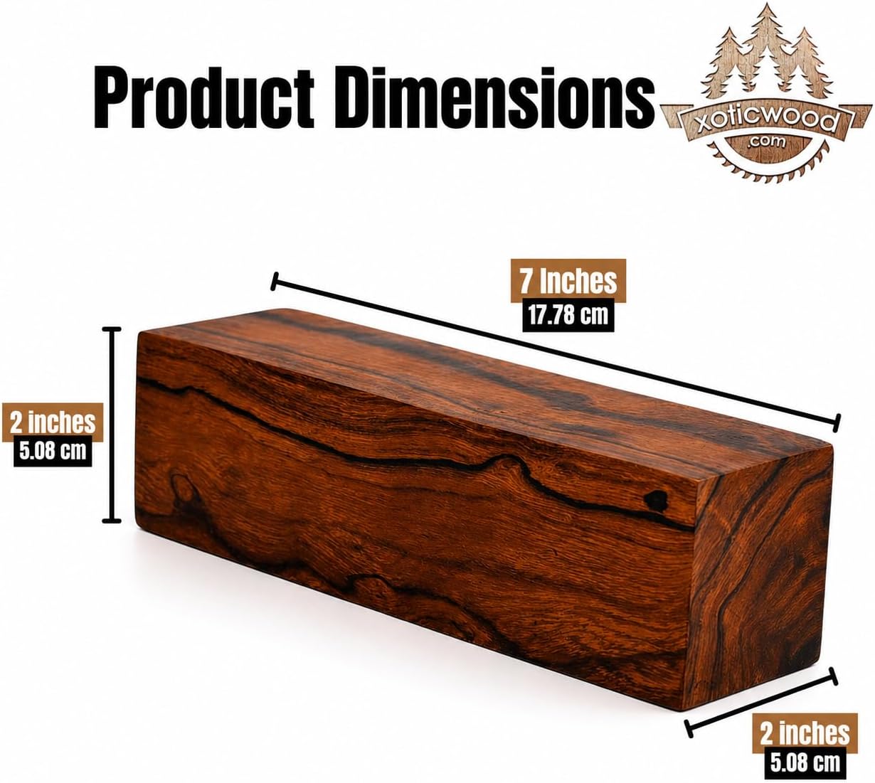 Hardwood Ironwood Blanks, Exotic Wood – Woodchucks Wood – Hardwood Lumber – Natural Wood for DIY Crafts – Ironwood Lumber Turning Blanks – Size 7 x 2 x 2 inches – Pack of 1