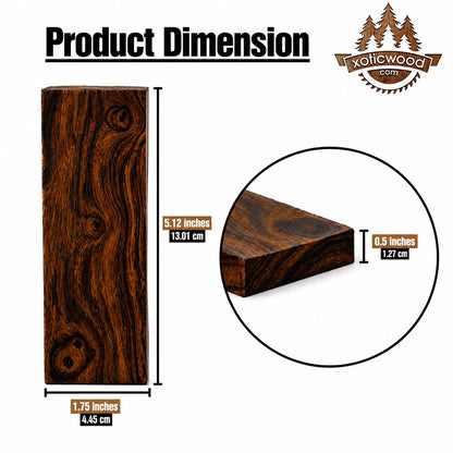 IECAP LLC Bookmatched Ironwood Knife Scales – Knife Makers Material – Exotic Wood Knife Handle Scales Materials – Natural Wood Knives Scales for DIY Craft – 5 1/8 x 1 3/4 x 1/2 Inches – 1 Pai