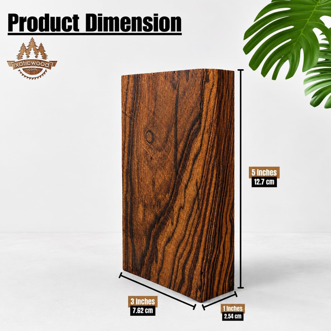 IECAP LLC Grade B Desert Ironwood Blank – Exotic Hardwood Block for Woodworking (5 x 3 x 1 in)