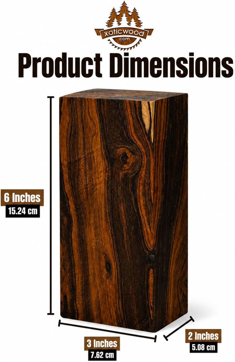 IECAP LLC Desert Ironwood Blanks — Grade B, Pack of 3 — Exotic Hardwood Block — Natural Wood Lumber Blocks for Woodworking, Carving & DIY Crafts — Iron Wood Lumber Turning Blanks — Size 6 x 3 x 2 in