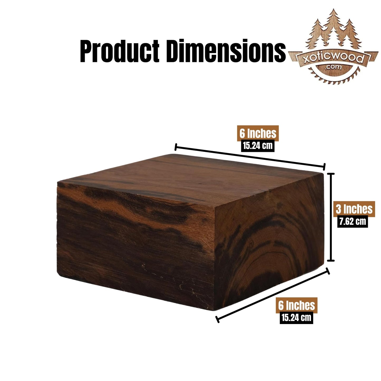 Hardwood Ironwood Blanks, Exotic Wood – Woodchucks Wood – Hardwood Lumber – Natural Wood for DIY Crafts – Ironwood Lumber Turning Blanks – Size 6 x 6 x 3 inches – Pack of 1