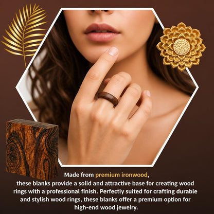 Pack of 10 Rings Ironwood Blanks – Wood Ring Materials for Wood Jewelry Ring Making – Wood Blanks Ring Craft – Wood Blanks for DIY