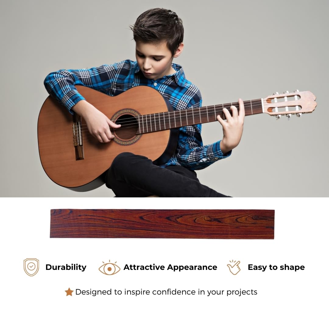 IECAP LLC Cocobolo Wood Guitar Fretboard Blanks Fingerboard Neck for Acoustic Guitars Diy Cigar box Electric Accessories Replacement Parts Fret Finger board Blank 18” x 2.5” x 0.25”
