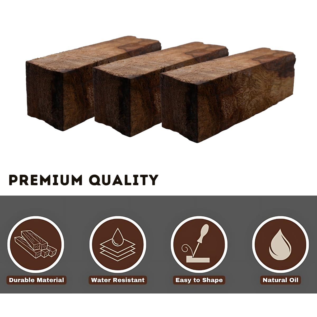 IECAP LLC Black Mango Wood Blanks Pack of 1 – Exotic Hardwood Blanks for Woodturning, Carving, DIY Crafts, Knife Handles, Pens & Art Projects – Natural Carving Wood Lumber– 5 1/8 x 1 3/4 x 1 1/4 in
