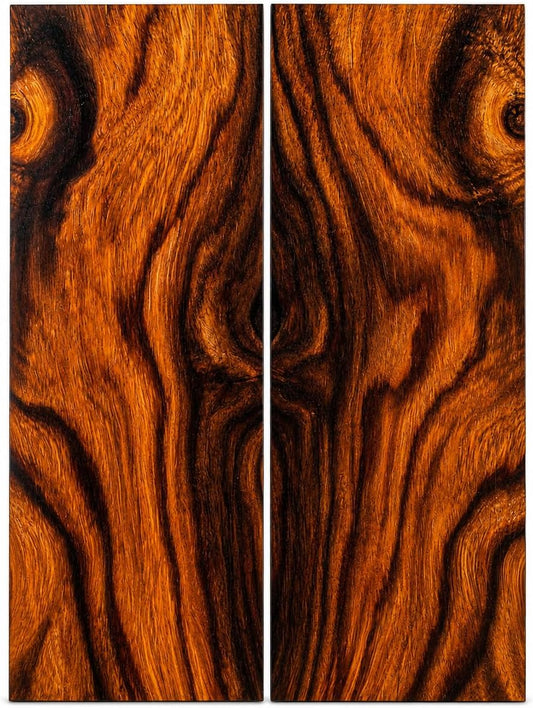 Bookmatched Natural Wood Knife Scales (Ironwood) - Exotic Wood Knife Handle Scales - Knife Makers Material - Size 5 1/8 x 1 3/4 x 1/2 Inches - 1 Pair