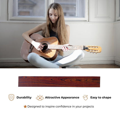 IECAP LLC Cocobolo Wood Guitar Fretboard Blanks Fingerboard Neck for Acoustic Guitars Diy Cigar box Electric Accessories Replacement Parts Fret Finger board Blank 18” x 2.5” x 0.25”