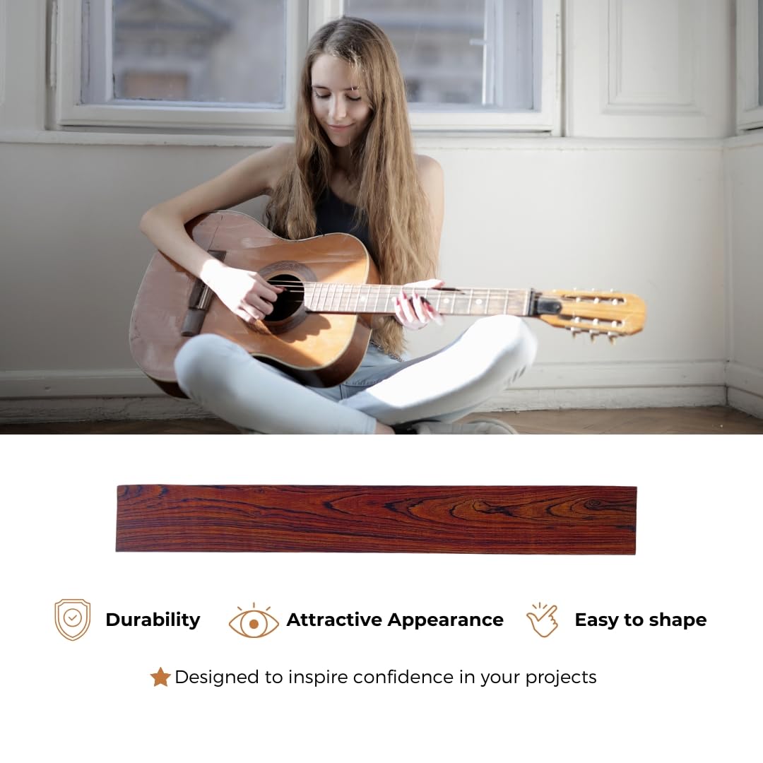 IECAP LLC Cocobolo Wood Guitar Fretboard Blanks Fingerboard Neck for Acoustic Guitars Diy Cigar box Electric Accessories Replacement Parts Fret Finger board Blank 18” x 2.5” x 0.25”