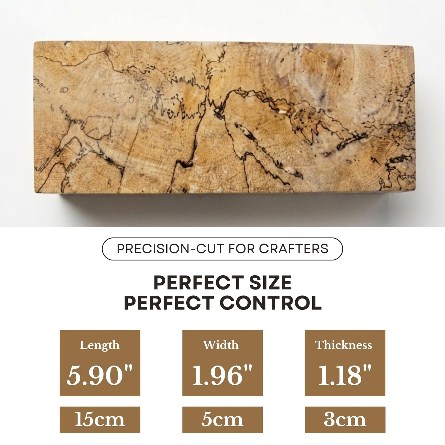 Spalted Tamarind Exotic Hardwood Blanks – Stabilized Wood for Pen Turning - Knife Scales & DIY Woodturning – 5.90 x 1.96 x 1.18 in