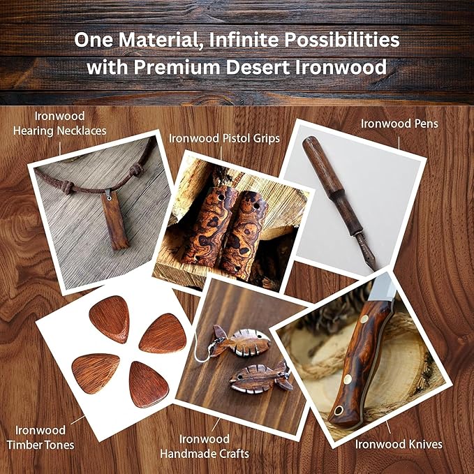 IECAP LLC Hardwood Desert Ironwood Scales, Exotic Wood Scales – Hardwood Lumber – Natural Wood for Woodworking, Woodturning, Carving - Diy Arts and Crafts – Turning Scales Kit - Size 10 x 5 x 1 Inches