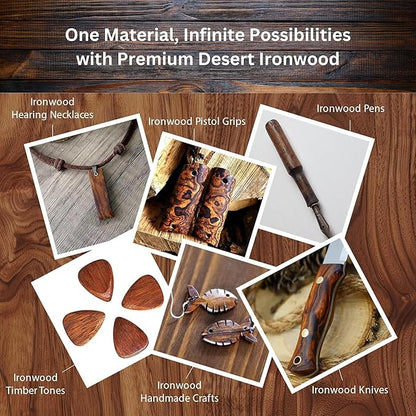 IECAP LLC Hardwood Desert Ironwood Scales, Exotic Wood Scales – Hardwood Lumber – Natural Wood for Woodworking, Woodturning, Carving - Diy Arts and Crafts – Turning Scales Kit - Size 10 x 5 x 1 Inches